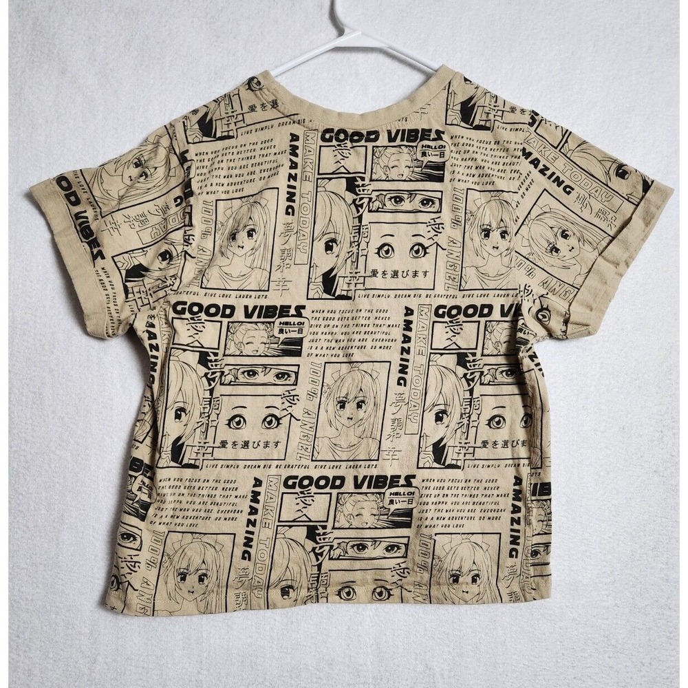 Vibe N Kids T Shirt Good Vibes Anime Comic Size M Cotton Tan - Picture 10 of 10